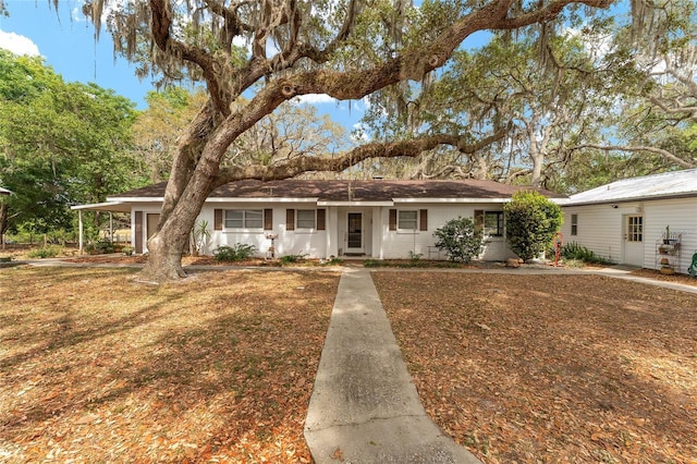 view of single story home