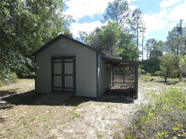 view of shed