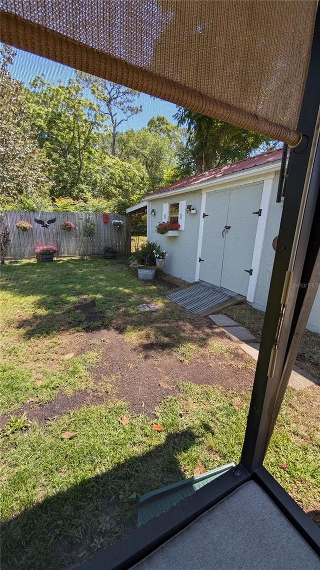 view of yard with a fenced backyard