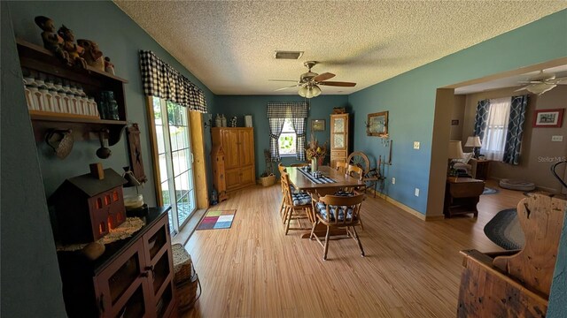 2219 NE 18th Ave, Ocala, FL 34470 - dining area featuring a ceiling fan, a textured ceiling, light wood finished floors, and baseboards