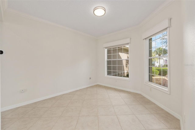 8632 SW 86th Cir, Ocala, FL 34481 - empty room with crown molding, baseboards, and light tile patterned flooring
