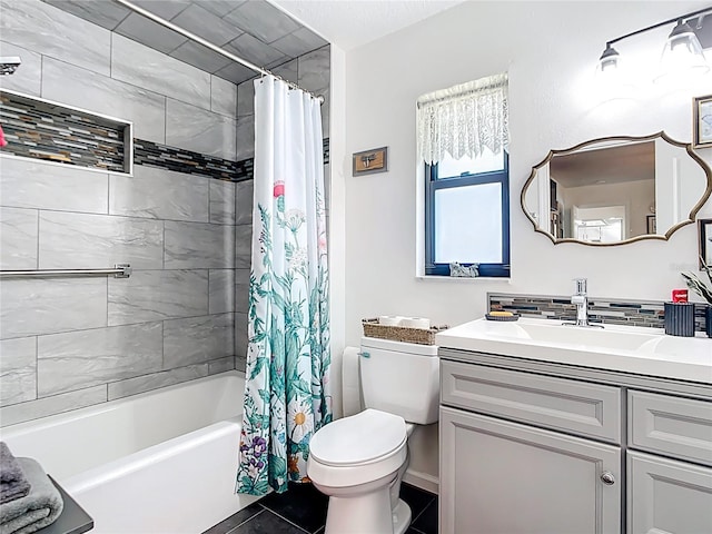 4806 SW County Road 769, Arcadia, FL 34269 - bathroom with vanity, shower / bathtub combination with curtain, tile patterned floors, and toilet
