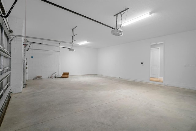 garage with a garage door opener