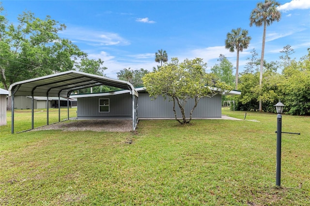 view of car parking with driveway and a carport