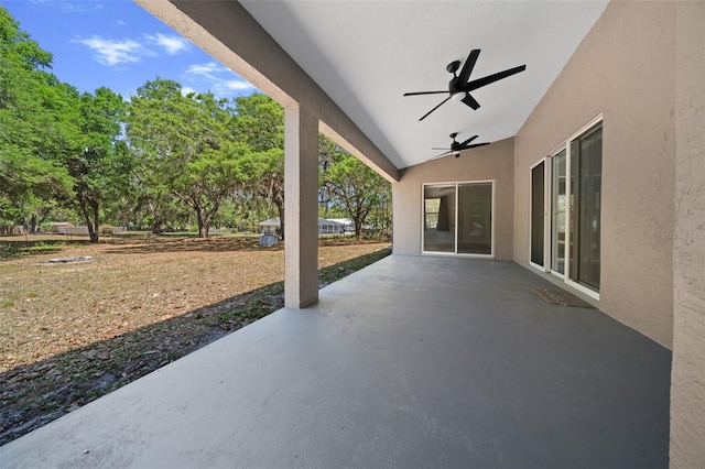 view of patio / terrace with a ceiling fan