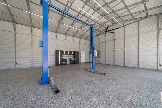 garage featuring metal wall