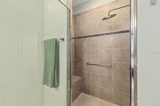 bathroom with a shower stall
