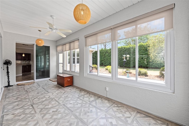 view of unfurnished sunroom