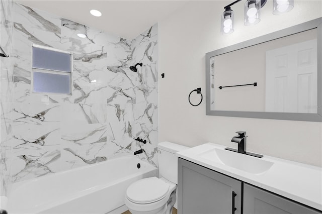 3807 SW 143rd Lane Rd, Ocala, FL 34473 - bathroom with vanity, toilet, and tub / shower combination
