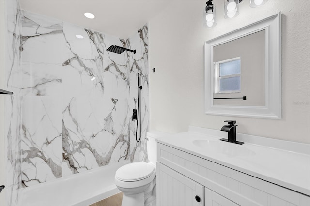 3807 SW 143rd Lane Rd, Ocala, FL 34473 - full bathroom with toilet, a marble finish shower, and vanity