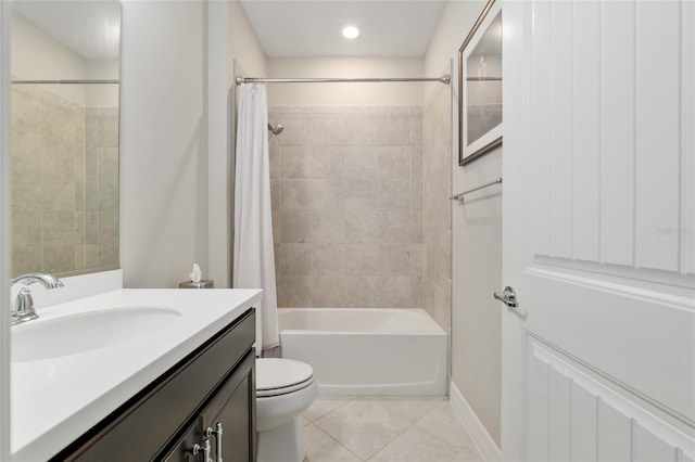 6816 SW 95th Cir, Ocala, FL 34481 - bathroom with tile patterned floors, shower / tub combo with curtain, vanity, and toilet