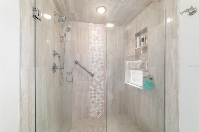 bathroom with a stall shower