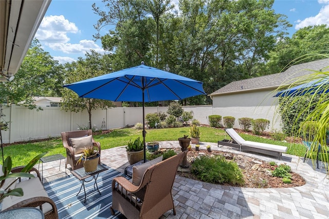 view of patio featuring a fenced backyard