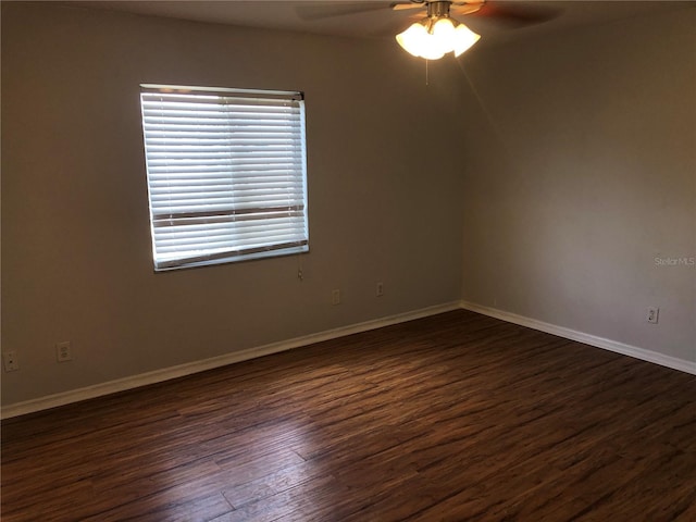 9896 SW 61st Ct, Ocala, FL 34476 - empty room with a ceiling fan, baseboards, and dark wood-type flooring