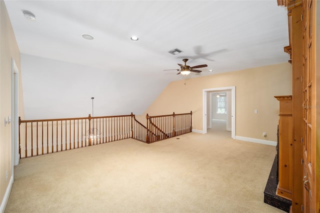 950 SW 43rd Pl, Ocala, FL 34471 - bonus room featuring ceiling fan, light colored carpet, visible vents, baseboards, and recessed lighting