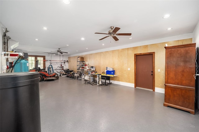 950 SW 43rd Pl, Ocala, FL 34471 - garage with a ceiling fan, baseboards, and recessed lighting