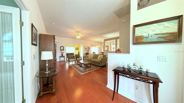 2323 NW 55th Avenue Rd, Ocala, FL 34482 - living room featuring wood finished floors and a ceiling fan