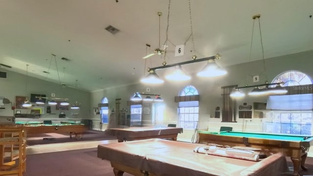 2323 NW 55th Avenue Rd, Ocala, FL 34482 - game room with billiards table, high vaulted ceiling, and plenty of natural light
