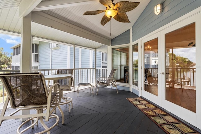 255 NW Bay Path Dr, Crystal River, FL 34428 - sunroom / solarium featuring ceiling fan, french doors, and a wealth of natural light