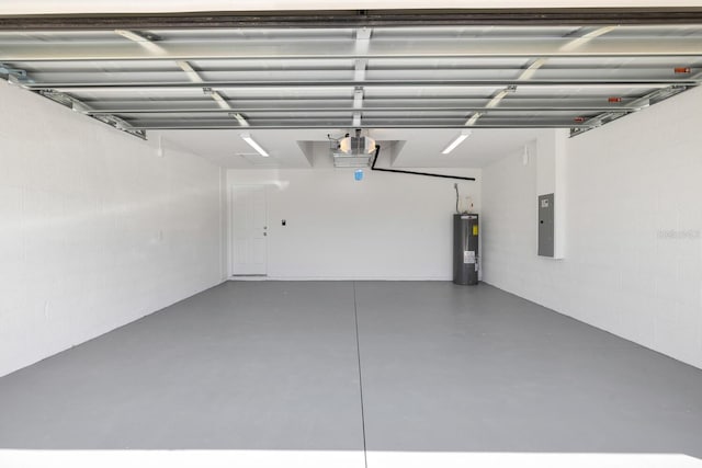 13493 SW 112th Pl, Dunnellon, FL 34432 - garage featuring electric water heater, electric panel, and a garage door opener