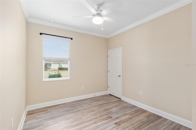 9923 SW 98th Ln, Ocala, FL 34481 - unfurnished room with a ceiling fan, light wood-style flooring, crown molding, and baseboards