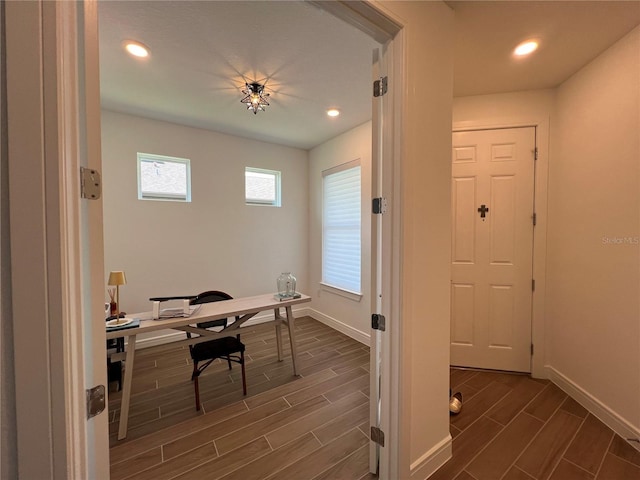 5785 SW 87th Court Rd, Ocala, FL 34481 - office featuring wood tiled floors, baseboards, and recessed lighting