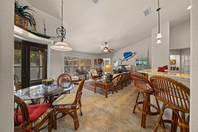 811 SE 49th Ave, Ocala, FL 34471 - dining space featuring visible vents, ceiling fan, and tile patterned floors