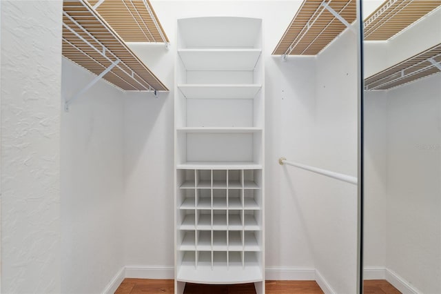spacious closet with wood finished floors