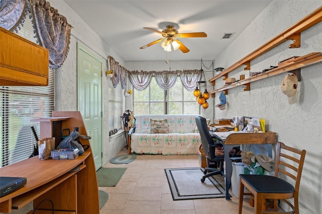 1366 N Merlin Ter, Crystal River, FL 34429 - office space featuring light tile patterned floors, visible vents, and ceiling fan