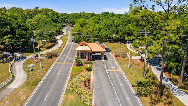 drone / aerial view of a heavily wooded area