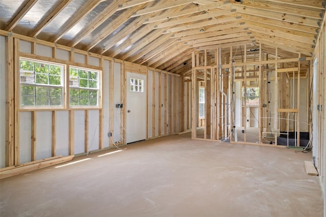 misc room with vaulted ceiling