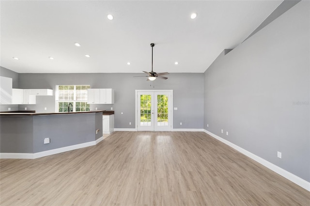 15087 SW 43rd Ct, Ocala, FL 34473 - unfurnished living room with a ceiling fan, light wood-style flooring, baseboards, and recessed lighting
