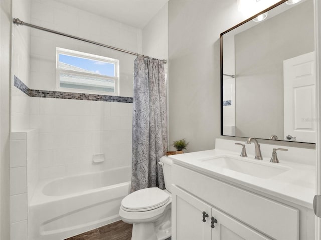 4806 NW 8th Ter, Ocala, FL 34475 - full bath with vanity, wood finished floors, shower / bath combination with curtain, and toilet