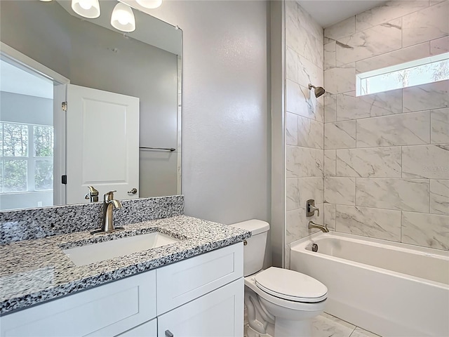 2423 Sadnet Ln, North Port, FL 34286 - bathroom featuring toilet, shower / bathtub combination, and vanity