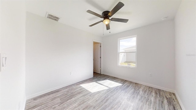 1610 SW 152nd Ct, Ocala, FL 34481 - empty room with baseboards, visible vents, ceiling fan, and light wood-type flooring