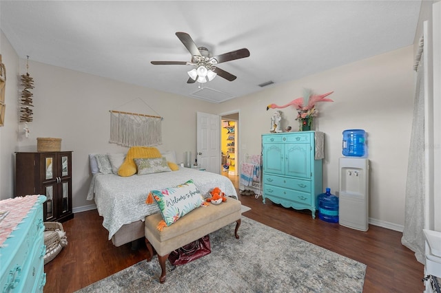 408 Etheredge St, Bushnell, FL 33513 - bedroom with wood finished floors, baseboards, and ceiling fan