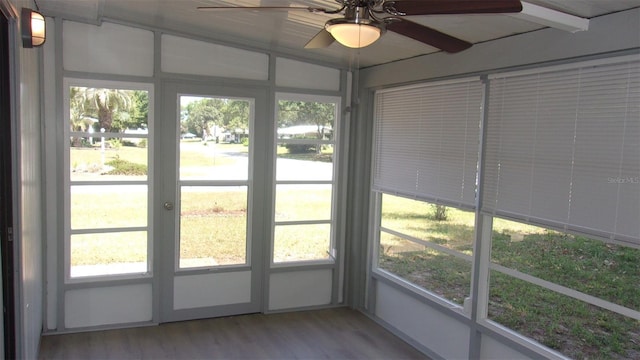 9880 SW 101st Pl, Ocala, FL 34481 - unfurnished sunroom with ceiling fan and a wealth of natural light