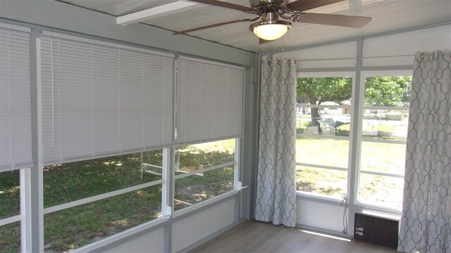 9880 SW 101st Pl, Ocala, FL 34481 - unfurnished sunroom with ceiling fan and a wealth of natural light