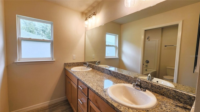 15407 SW 59th Avenue Rd, Ocala, FL 34473 - full bath featuring double vanity, toilet, baseboards, and a sink
