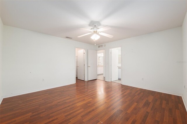 11146 SW 68th Ct, Ocala, FL 34476 - spare room featuring baseboards, a ceiling fan, wood finished floors, and visible vents