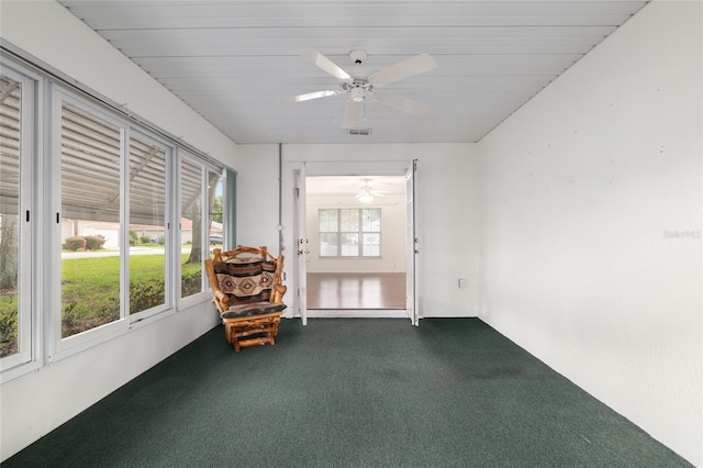 11146 SW 68th Ct, Ocala, FL 34476 - sunroom / solarium featuring carpet floors, a ceiling fan, and visible vents