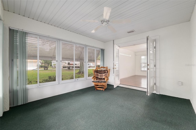 11146 SW 68th Ct, Ocala, FL 34476 - sunroom with ceiling fan, french doors, and visible vents