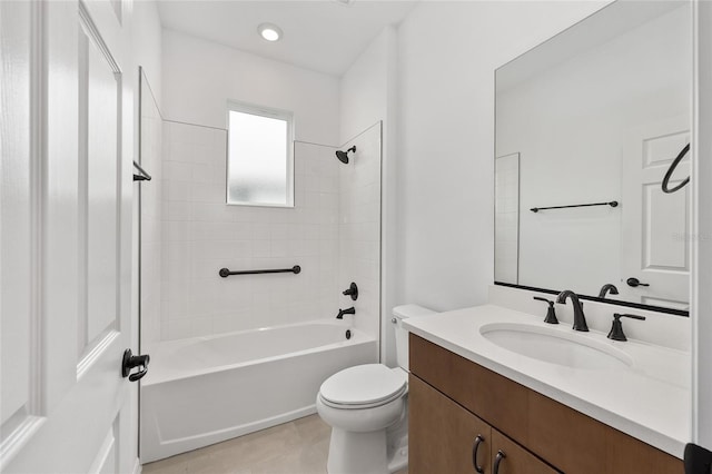10347 SW 99th Ln, Ocala, FL 34481 - full bath with toilet,  shower combination, vanity, and tile patterned floors
