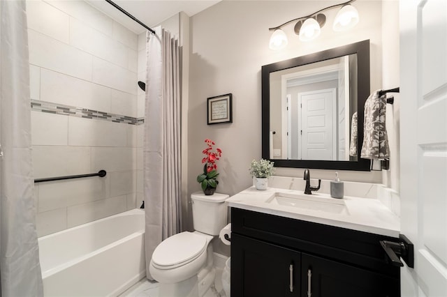 10082 SW 82nd Place Rd, Ocala, FL 34481 - full bath with vanity, shower / tub combo, toilet, and marble finish flooring
