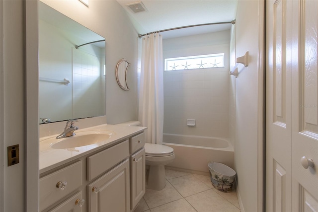 15691 SW 11th Court Rd, Ocala, FL 34473 - full bathroom with visible vents, tile patterned flooring, vanity, shower / bath combination with curtain, and toilet