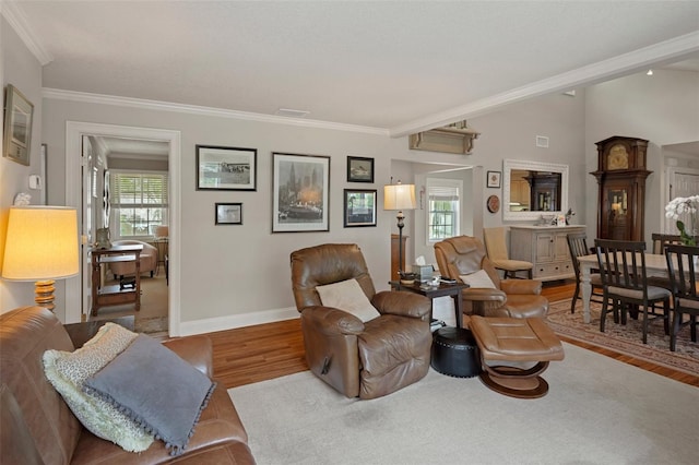536 NW 7th Ave, Crystal River, FL 34428 - living area featuring ornamental molding, a wealth of natural light, and wood finished floors