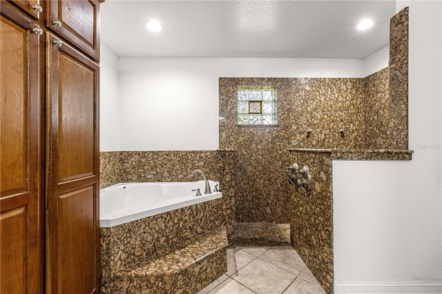 6045 SE 99th Pl, Belleview, FL 34420 - full bath featuring a walk in shower, tile patterned flooring, recessed lighting, and a bath
