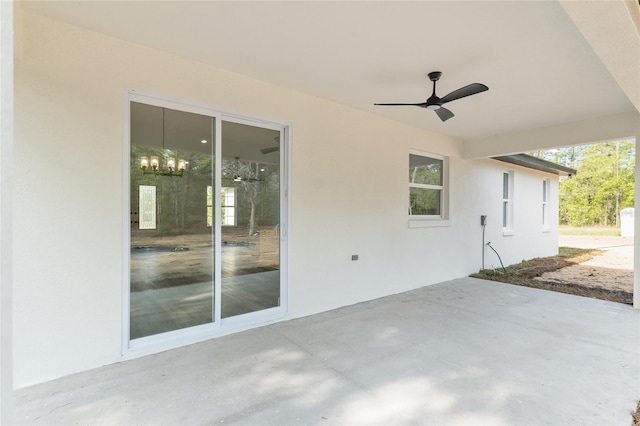 view of patio / terrace featuring a ceiling fan