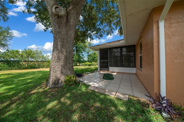 view of yard with a patio and a sunroom