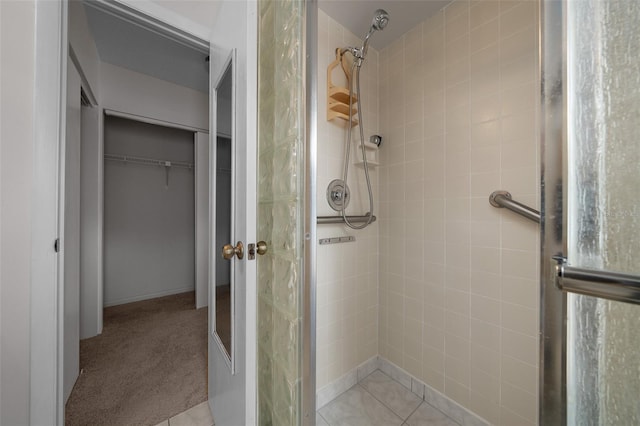 bathroom with a stall shower